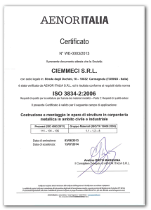 Certificazione di saldatura ISO 3834-2:2006